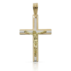 CRUZ CRISTO ORO 18KL BICOLOR - 18x27MM - Peso: 2.40 gr 