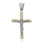 CRUZ CRISTO ORO 18KL BICOLOR - 18x27MM - Peso: 2.60 gr 