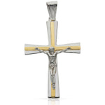 CRUZ CRISTO ORO 18KL BICOLOR - 22x32MM - Peso: 3.45 gr 