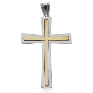 CRUZ ORO 18KL BICOLOR - 26X40MM - Peso: 4.95 gr 