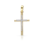 CRUZ ORO 18KL BICOLOR CIRCONITAS - 13x22MM