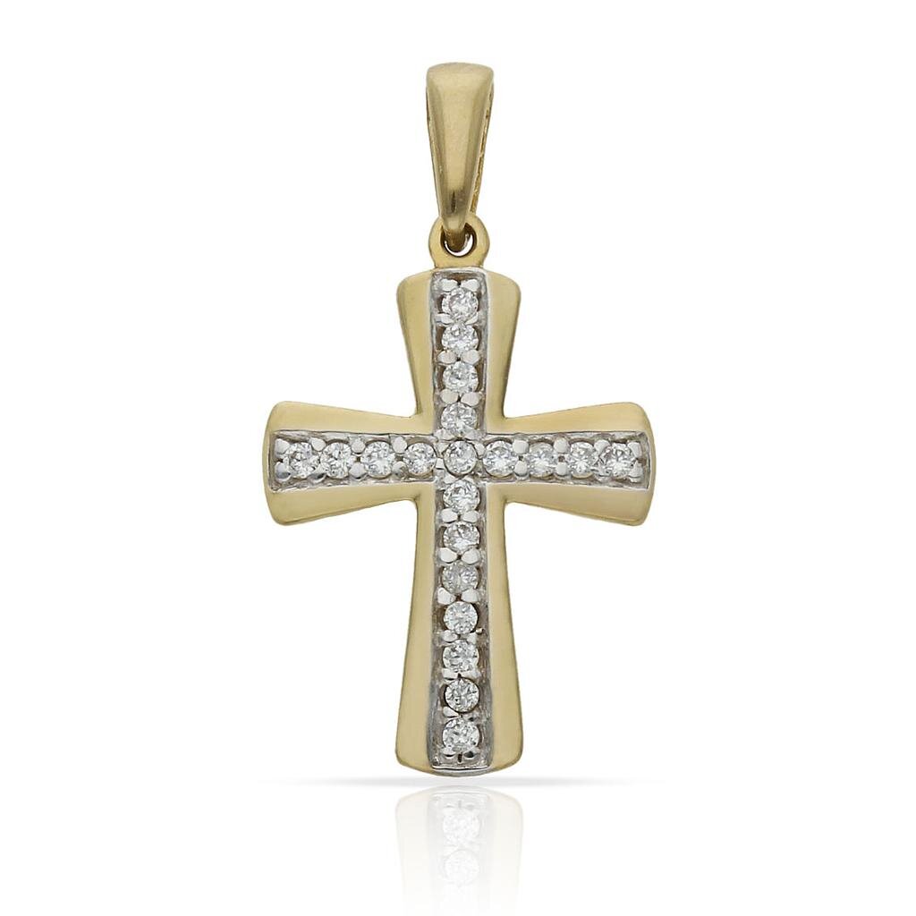 CRUZ ORO 18KL BICOLOR CIRCONITAS - 14x21MM