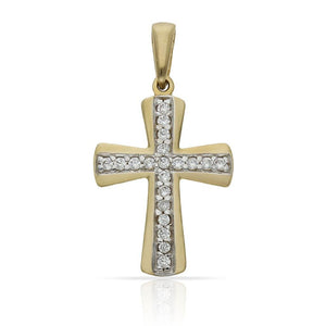 CRUZ ORO 18KL BICOLOR CIRCONITAS - 14x21MM