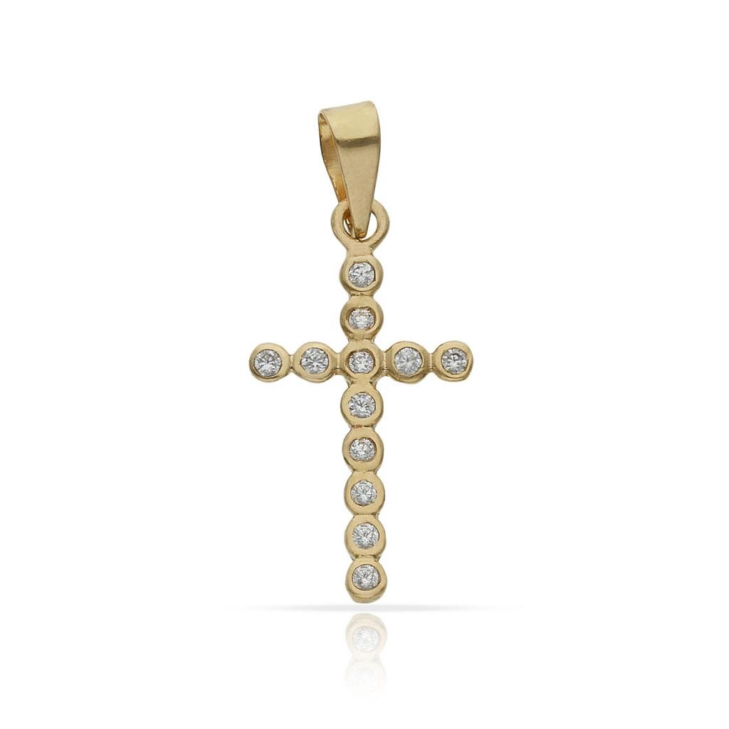 CRUZ ORO 18KL CIRCONITAS - 11x19MM