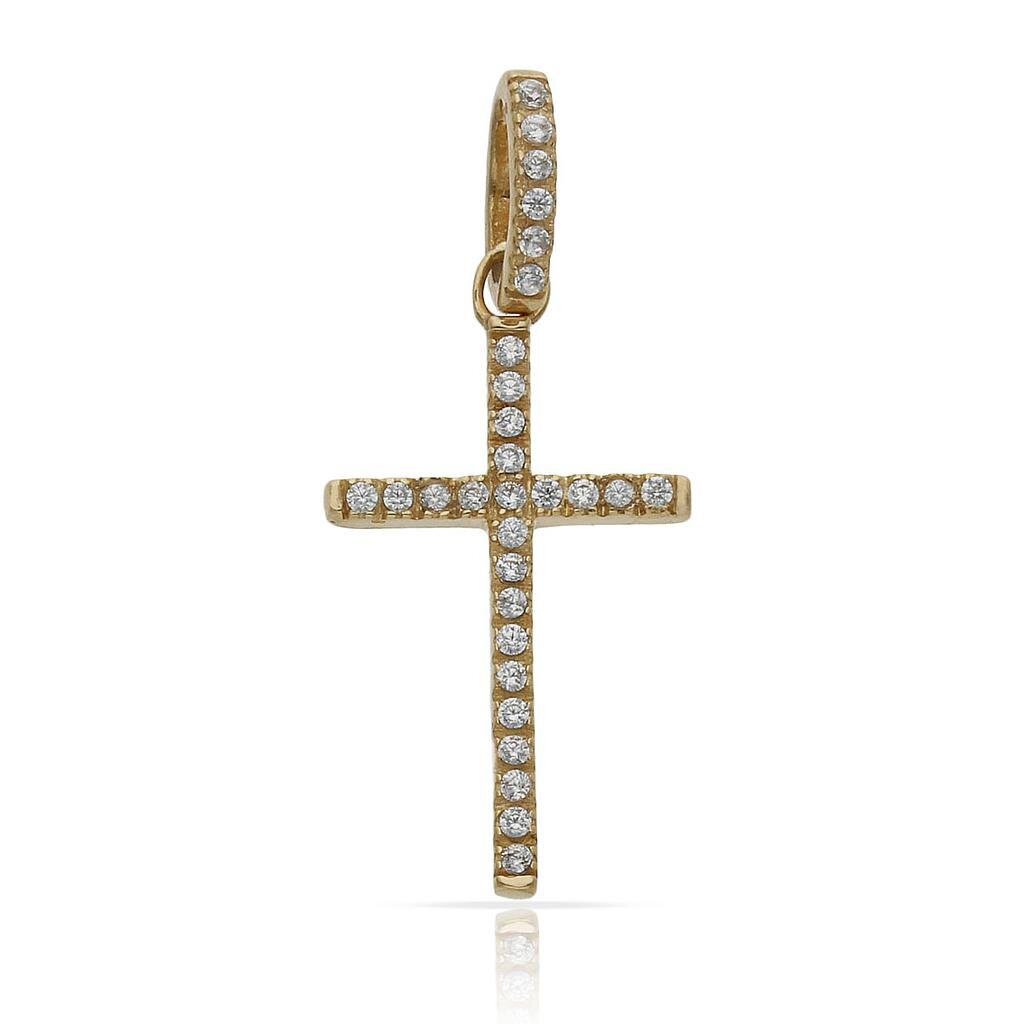 CRUZ ORO 18KL CIRCONITAS - 12x21MM