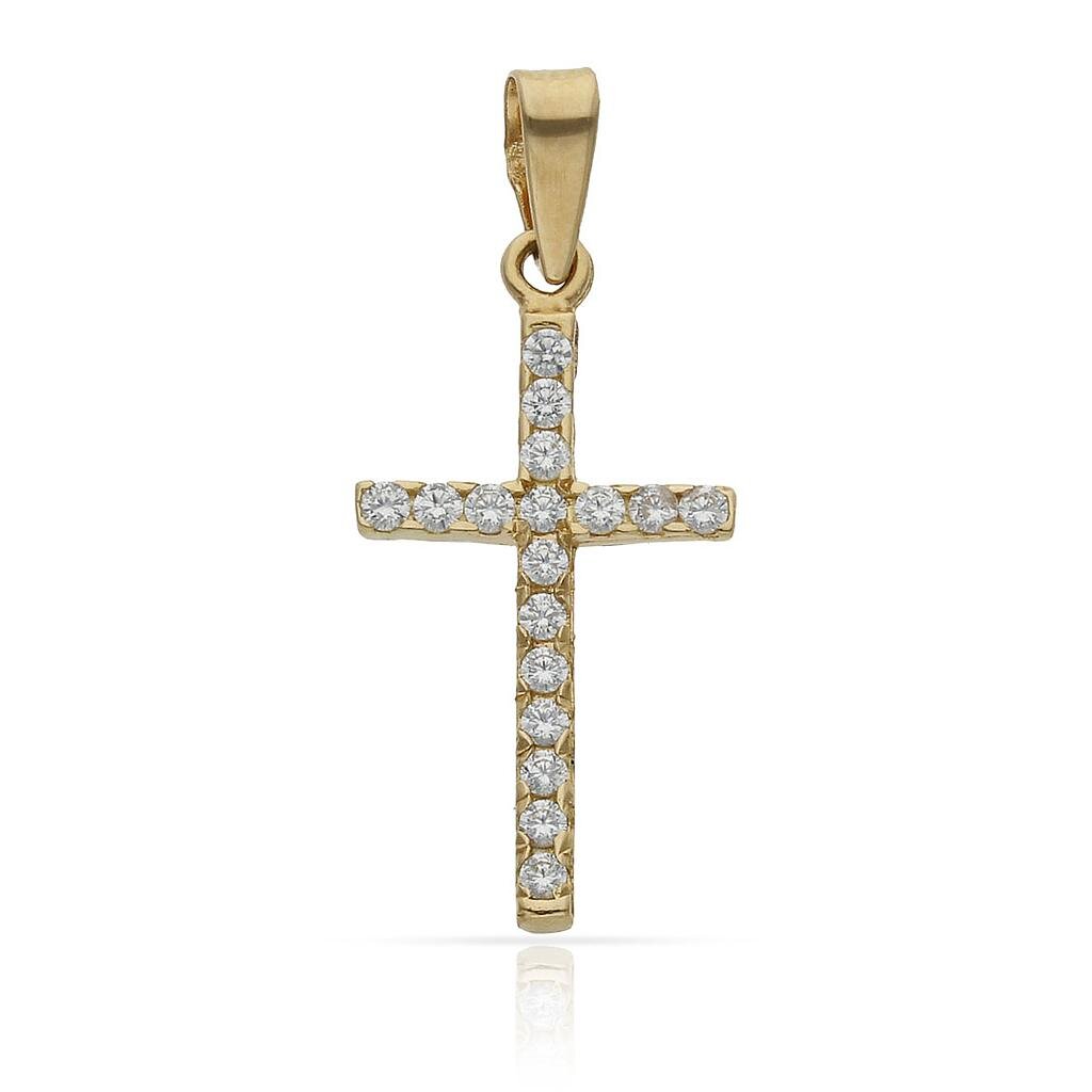 CRUZ ORO 18KL CIRCONITAS - 12x22MM