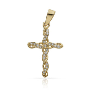 CRUZ ORO 18KL CIRCONITAS - 13x20MM