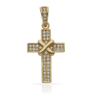 CRUZ ORO 18KL CIRCONITAS - 13x21MM