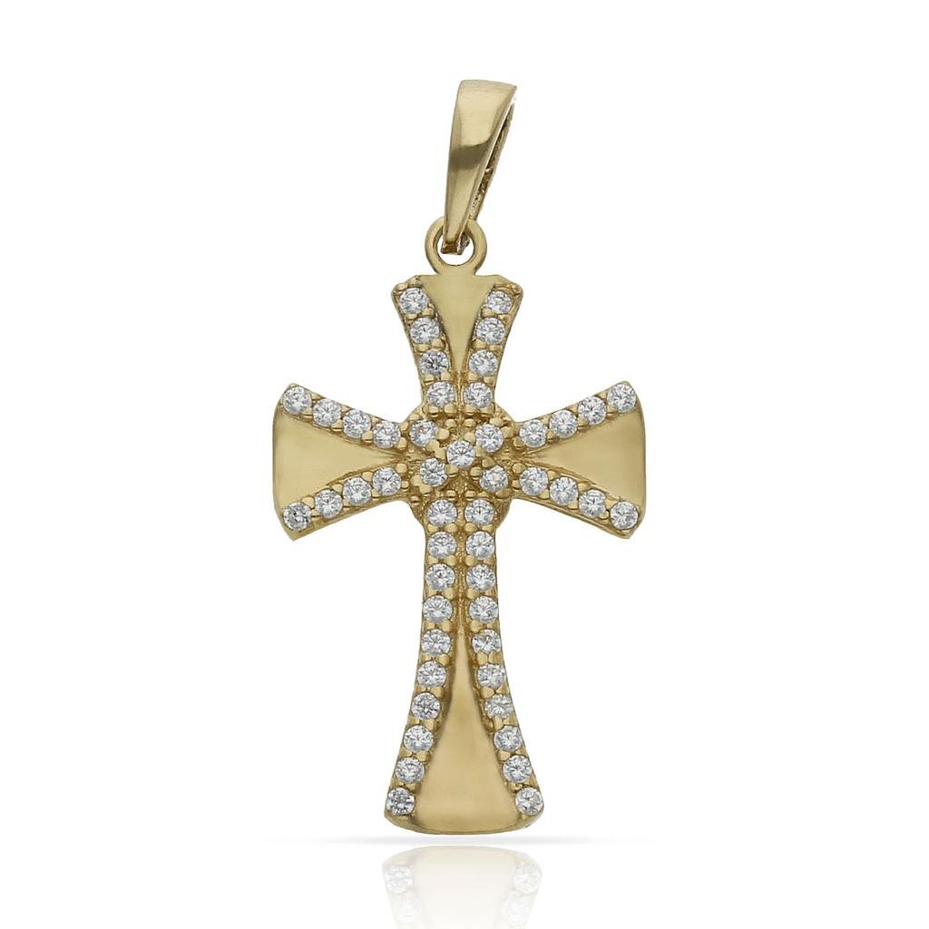 CRUZ ORO 18KL CIRCONITAS - 13x22MM
