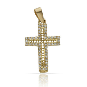 CRUZ ORO 18KL CIRCONITAS - 14x22MM