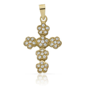 CRUZ ORO 18KL CIRCONITAS - 18X28MM - Piedra: Verde 
