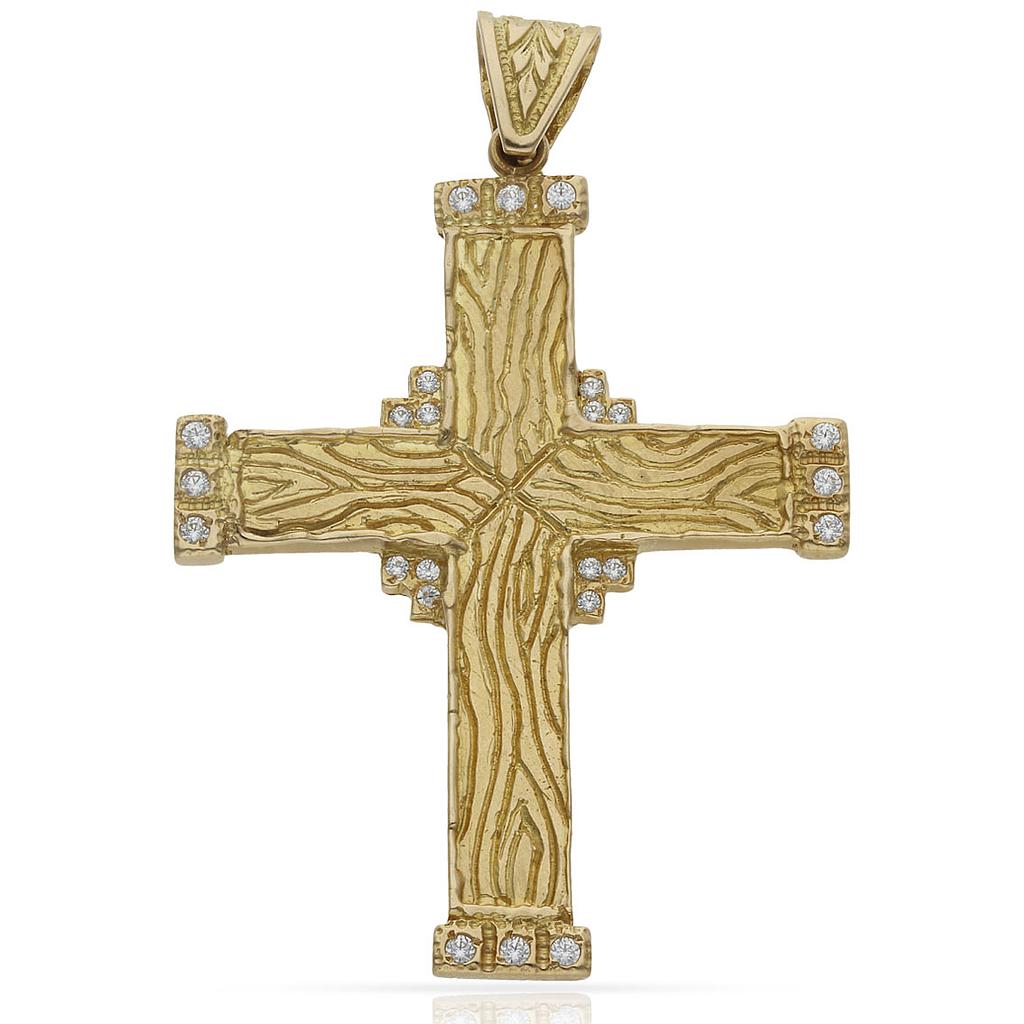 CRUZ ORO 18KL CIRCONITAS - 38X50MM - Peso: 11.30 gr 