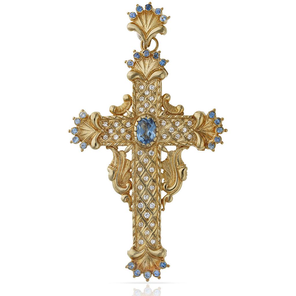 CRUZ ORO 18KL CIRCONITAS - 47x72MM - Peso: 23.80 gr 