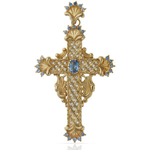 CRUZ ORO 18KL CIRCONITAS - 47x72MM - Peso: 27.05 gr 