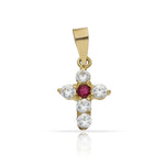 CRUZ ORO 18KL COLOR SELECCIONABLE - Piedra: Verde 