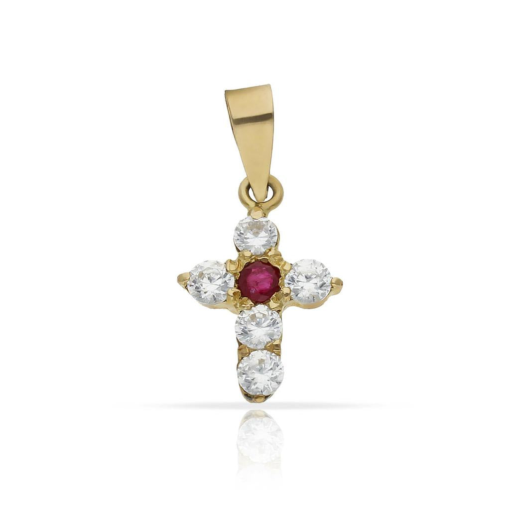 CRUZ ORO 18KL COLOR SELECCIONABLE - Piedra: Verde 