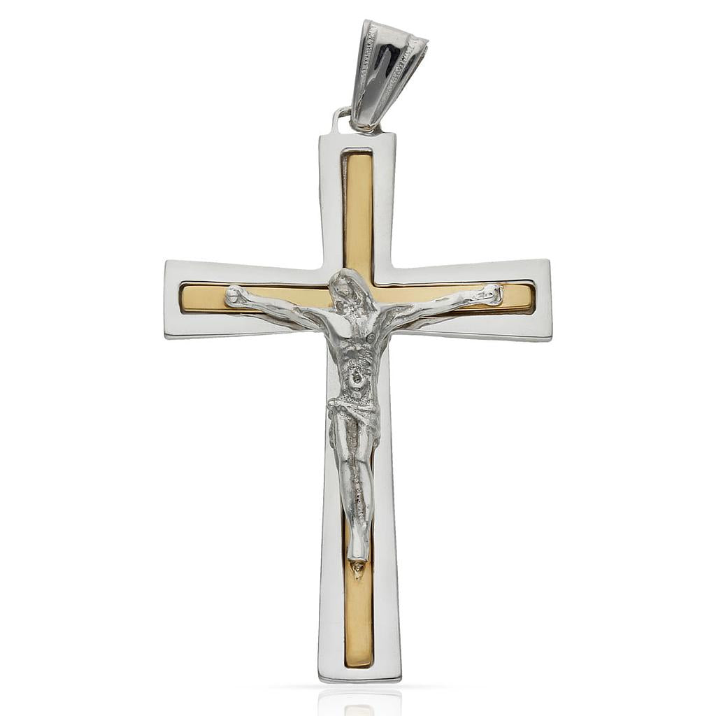 CRUZ ORO 18KL CRISTO BICOLOR - 26x40MM - Peso: 6.30 gr 