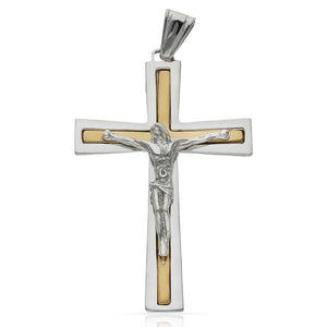 CRUZ ORO 18KL CRISTO BICOLOR - 26x40MM - Peso: 6.40 gr 