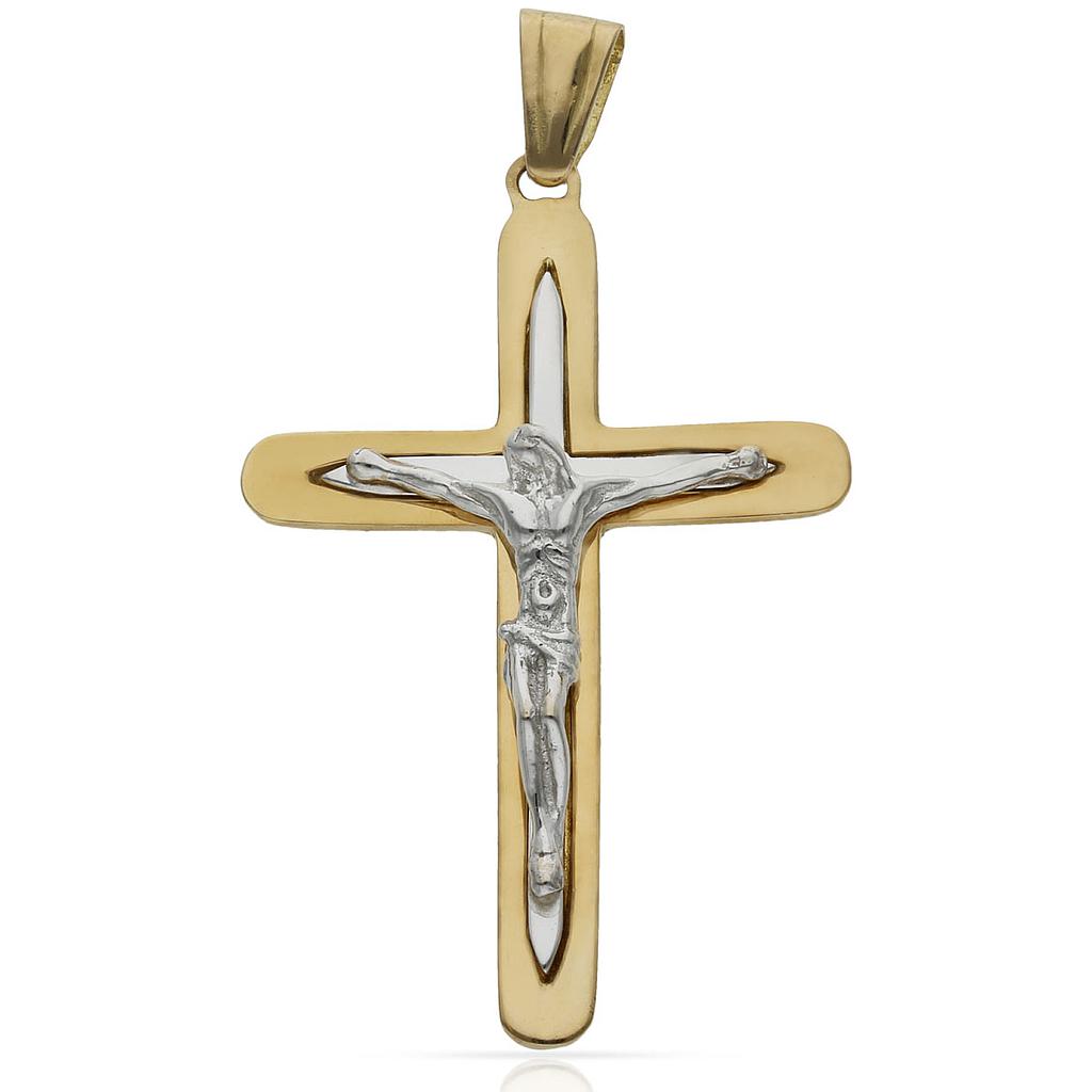 CRUZ ORO 18KL CRISTO BICOLOR - 27x41MM - Peso: 5.65 gr 