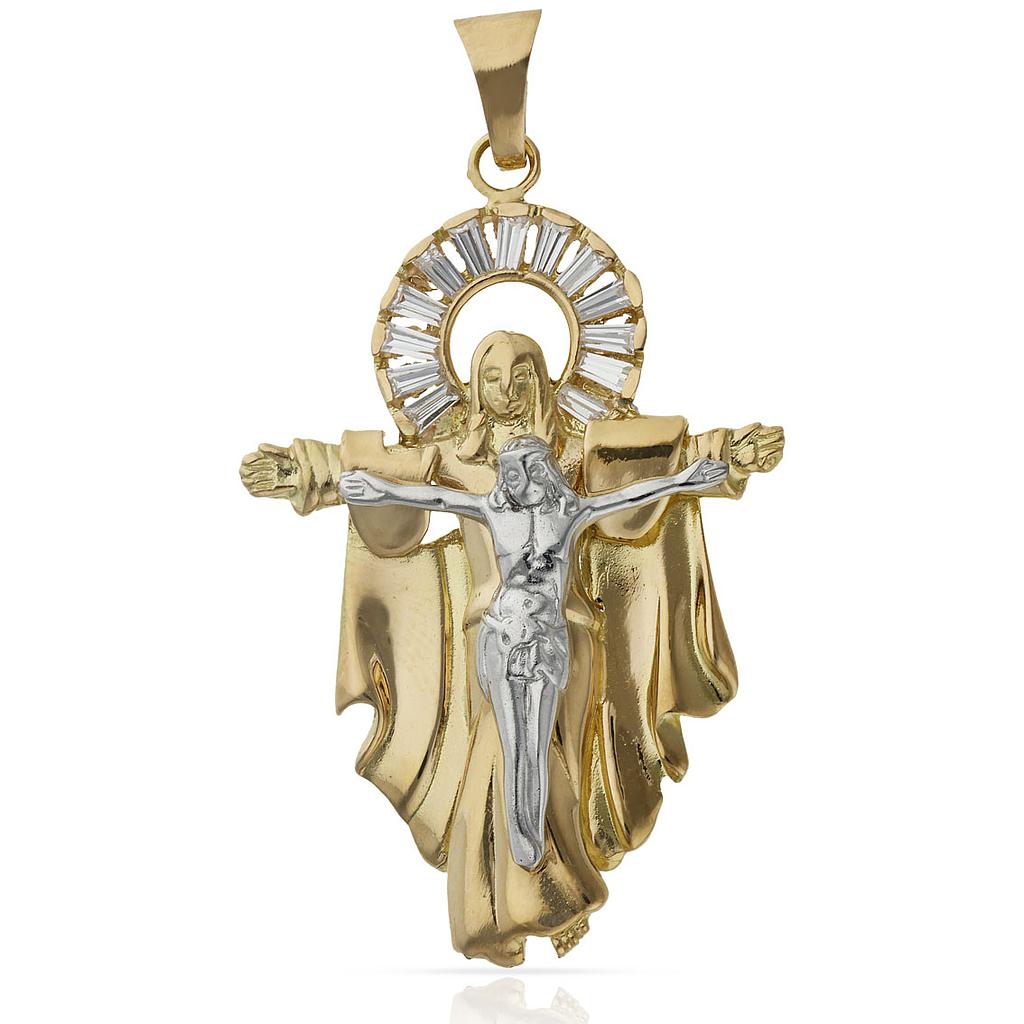 CRUZ ORO 18KL CRISTO Y BAGUETTES - Peso: 15.40 gr 