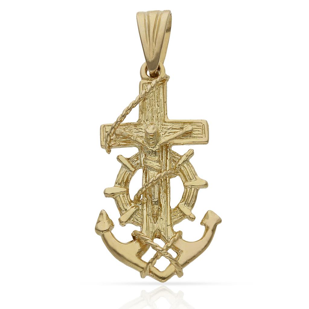 CRUZ ORO 18KL MARINERA CRISTO - 16X29MM - Peso: 4.35 gr 
