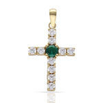 CRUZ ORO 18KL PIEDRA VERDE + CIRCONITAS - 15x20MM