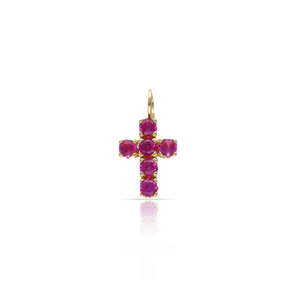 CRUZ ORO 18KL PIEDRAS ROJAS - 6.50x10MM