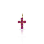 CRUZ ORO 18KL PIEDRAS ROJAS - 6.50x10MM