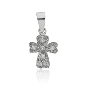 CRUZ ORO BLANCO 18KL CIRCONITAS - 10x15MM