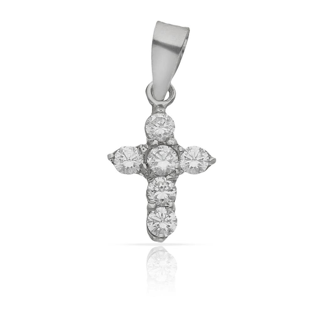 CRUZ ORO BLANCO 18KL CIRCONITAS - 10x15MM