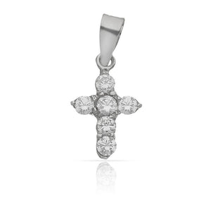 CRUZ ORO BLANCO 18KL CIRCONITAS - 10x15MM
