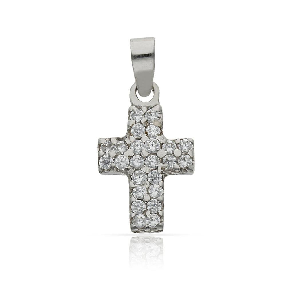 CRUZ ORO BLANCO 18KL CIRCONITAS - 11x16MM