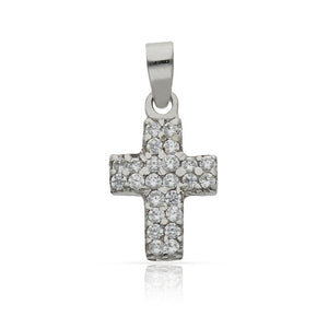 CRUZ ORO BLANCO 18KL CIRCONITAS - 11x16MM