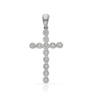 CRUZ ORO BLANCO 18KL CIRCONITAS - 11x19MM