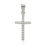 CRUZ ORO BLANCO 18KL CIRCONITAS - 12x22MM