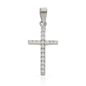 CRUZ ORO BLANCO 18KL CIRCONITAS - 12x22MM