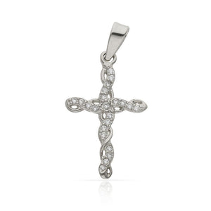CRUZ ORO BLANCO 18KL CIRCONITAS - 13x20MM