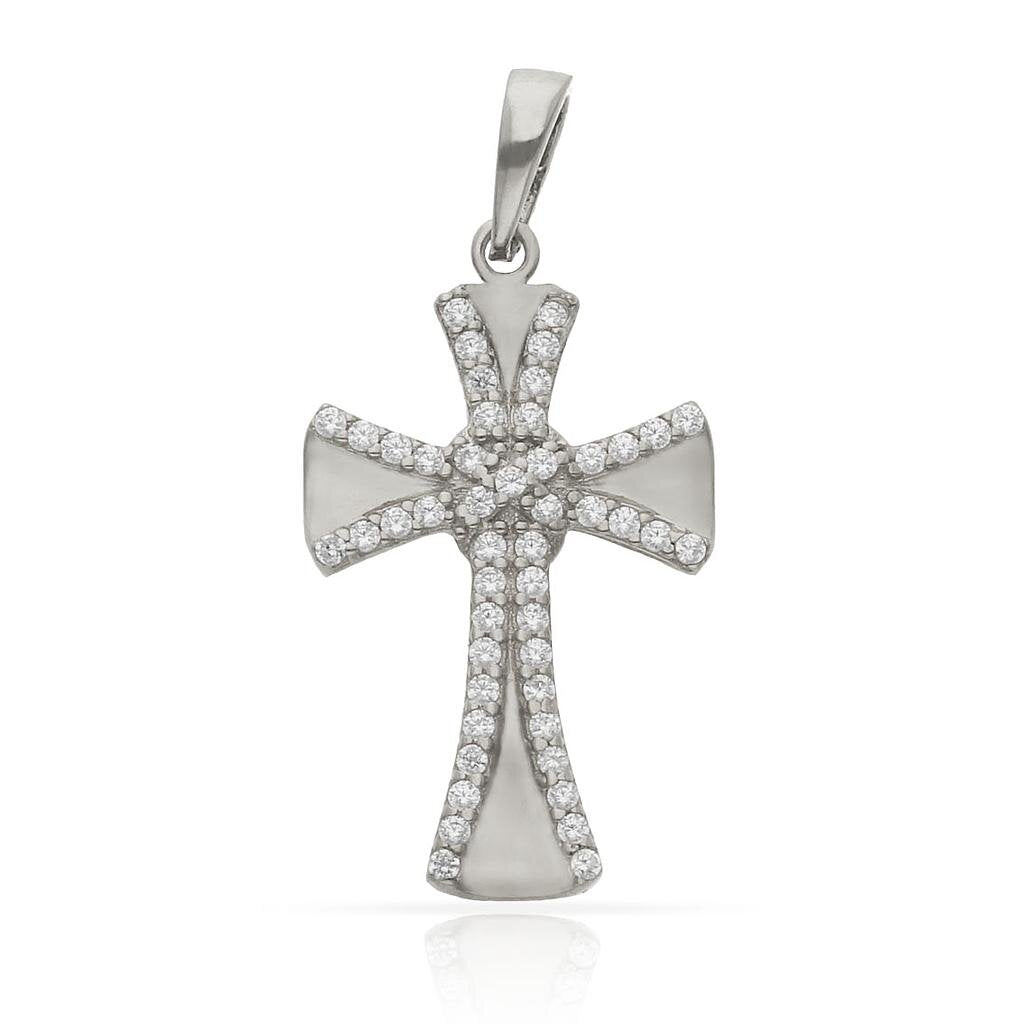 CRUZ ORO BLANCO 18KL CIRCONITAS - 13x22MM