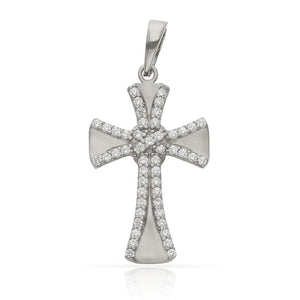 CRUZ ORO BLANCO 18KL CIRCONITAS - 13x22MM