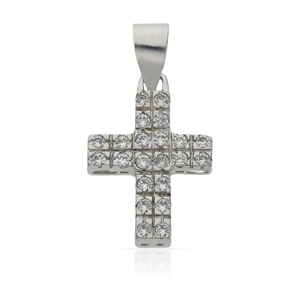 CRUZ ORO BLANCO 18KL CIRCONITAS - 14x19MM