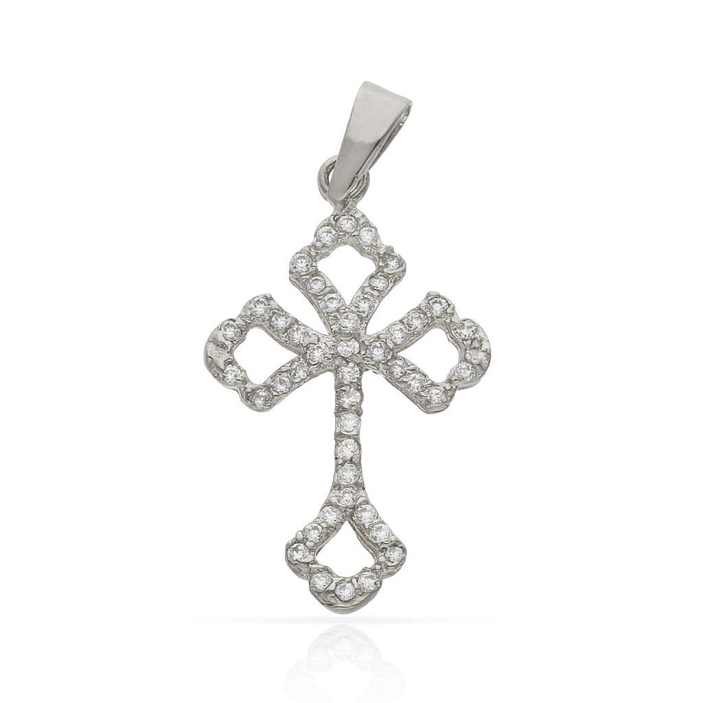CRUZ ORO BLANCO 18KL CIRCONITAS - 14x22MM