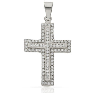 CRUZ ORO BLANCO 18KL CIRCONITAS - 17x26MM