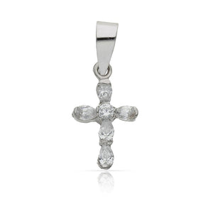 CRUZ ORO BLANCO 18KL CIRCONITAS -  9x15MM