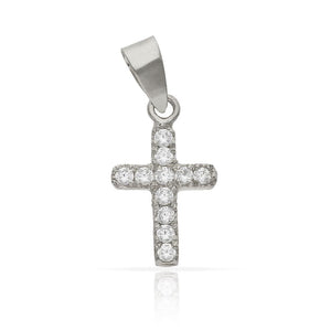CRUZ ORO BLANCO 18KL CIRCONITAS - 9x15MM
