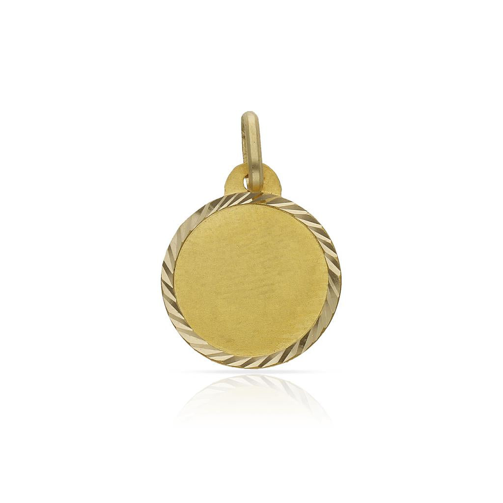 DISCO ORO 18KL TALLADO- 14MM - Peso: 1.25 gr 
