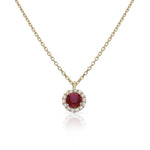 GARGANTILLA ORO 18KL CERCO CIRCONITAS + PIEDRA ROJA - 6MM