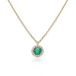 GARGANTILLA ORO 18KL CERCO CIRCONITAS + PIEDRA VERDE - 6MM