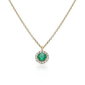 GARGANTILLA ORO 18KL CERCO CIRCONITAS + PIEDRA VERDE - 6MM