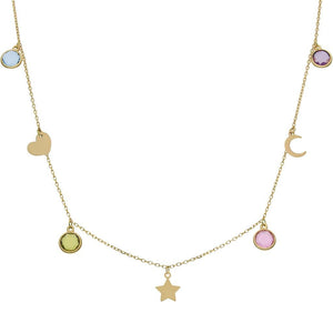 GARGANTILLA ORO 18KL CHARMS MIX + PIEDRAS