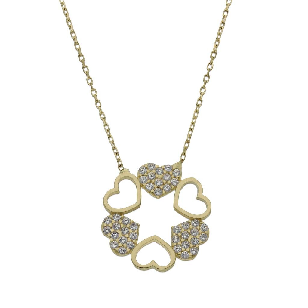 GARGANTILLA ORO 18KL CORAZONES CIRCONITAS